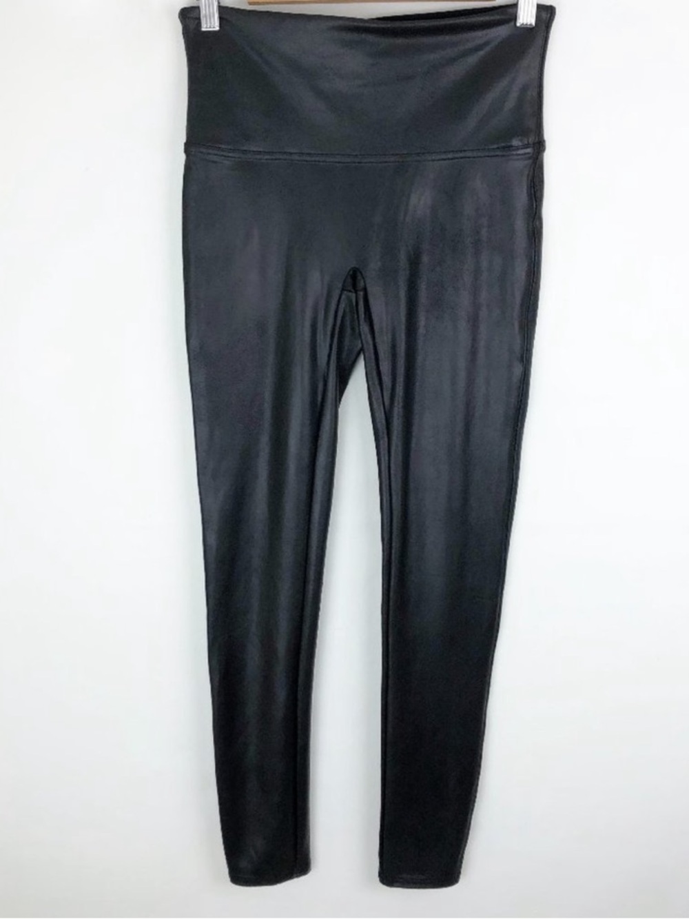 SPANX Faux Leather Leggings Black Women’s Large High Waisted Shaping Pants - Picture 4 of 5